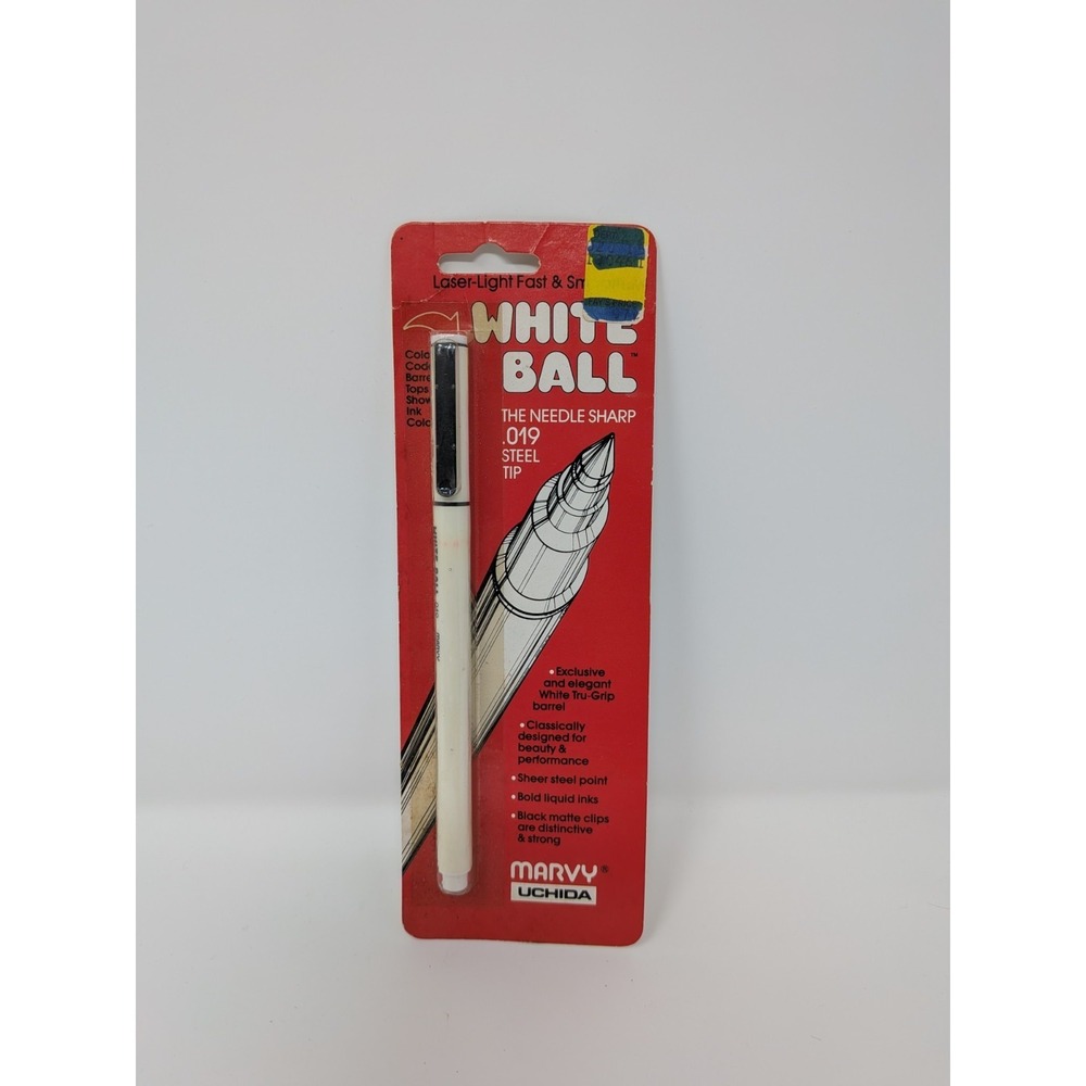Vintage Marvy Uchida White Ball Steel Tip Hard To Find sharpest Point Pen Japan